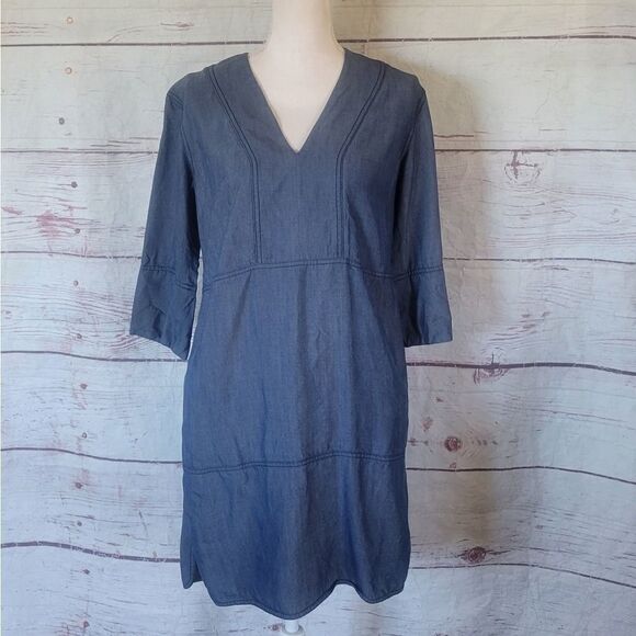 Vince Chambray Shift Mini Dress Size XS - Picture 2 of 7